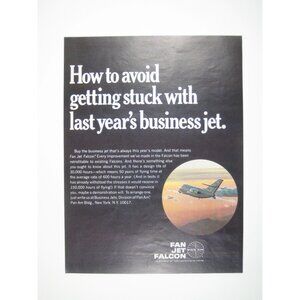 Pan Am Fan Jet Falcon Business Airlines Advert 1960s Vintage Print Ad